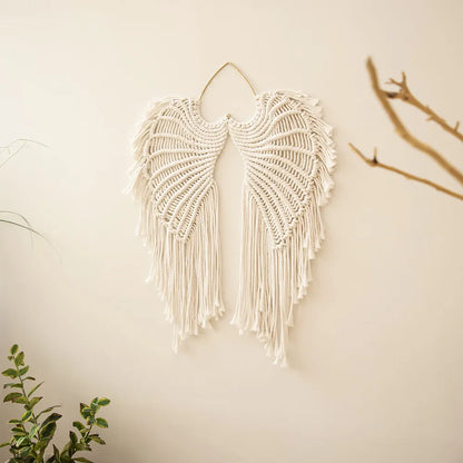 Angel Wings Macrame Wall Hanging Dream Catcher Boho Wall Decor Handmade Bohemian Home Decor Ornament Decoration Art Craft Gift