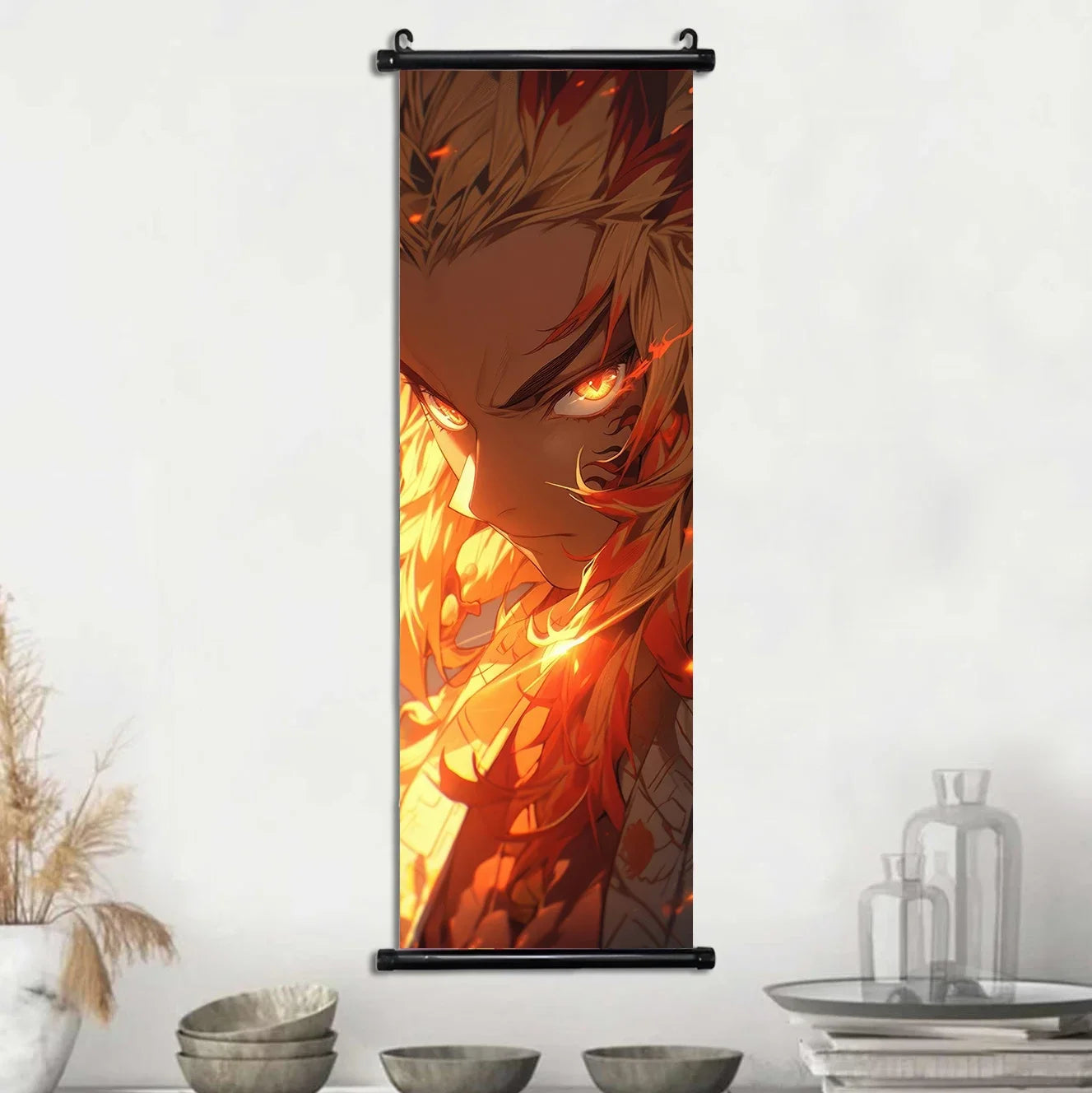 Demon Slayer Hashira Nezuko Agatsuma Zenitsu Inosuke Scroll Canvas Wall Hanging Painting Home Decor Anime Poster Wall Art Room