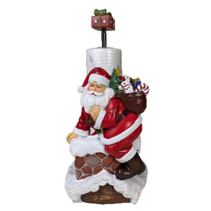 NORTHEUINS Santa Claus Figurines Resin Tissue Holder Xmas Christmas Decorations for Home 2024 Navidad Gifts Happy New Year Decor