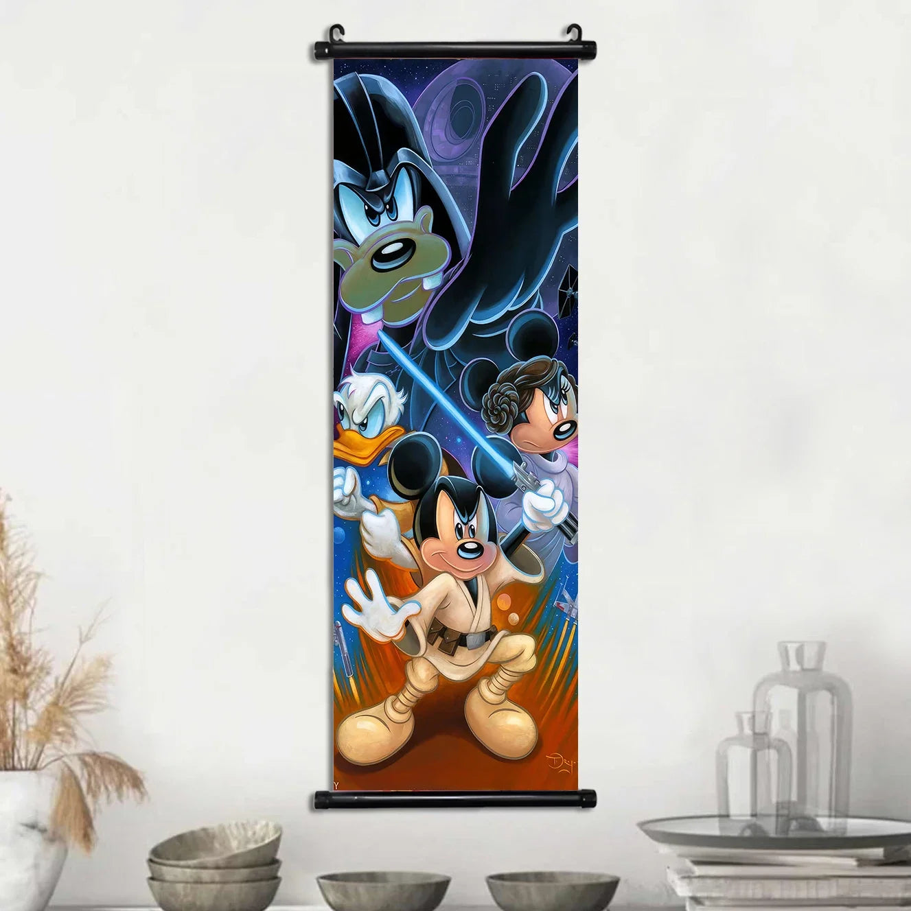 Disney Mickey Mouse Wallpaper Wall Artwork Canvas Hanging Scroll Poster Painting Print Home Decoration Art Child Birthday Gift