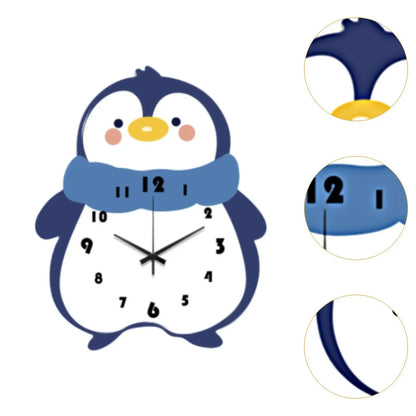 Penguin Wall Clock Hanging Clock Decoration Modern Cafe Home Decor Silent for