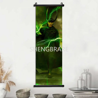 Marvel The Avengers Movie Loki Hanging Scroll Poster Artwork Home Decoration Decor Avengers Wallpaper Canvas Painting Print Gift