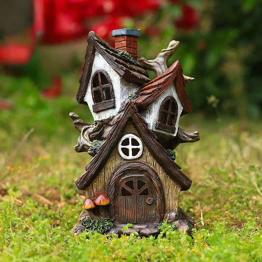 Double-Layer Fairy Tale Cabin Outdoor Garden Decoration Housewarming GiftsResin Crafts Ornament Peucine Pendant
