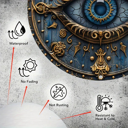 Metal Signage with All-Seeing Eye - Ancient Egyptian Wall Hanging Decoration, Living Dining Room -Pyramid Themed Home Decor Gift