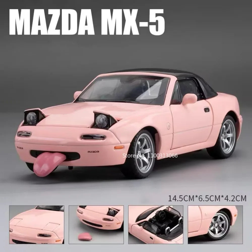 1/32 Scale MX5 Alloy Model High Simulation with Tongue Sport Car Wheels Can Be Turned Diecast Vehicle Toy for Adult Gifts