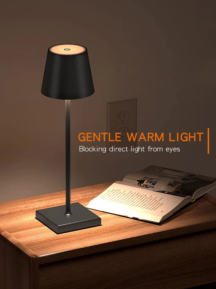 Stylish Rechargeable Table Lamp Wireless LED Light Cordless Dimmable Touch Lamp for Bedroom Restaurant USB-C Charging table lamp