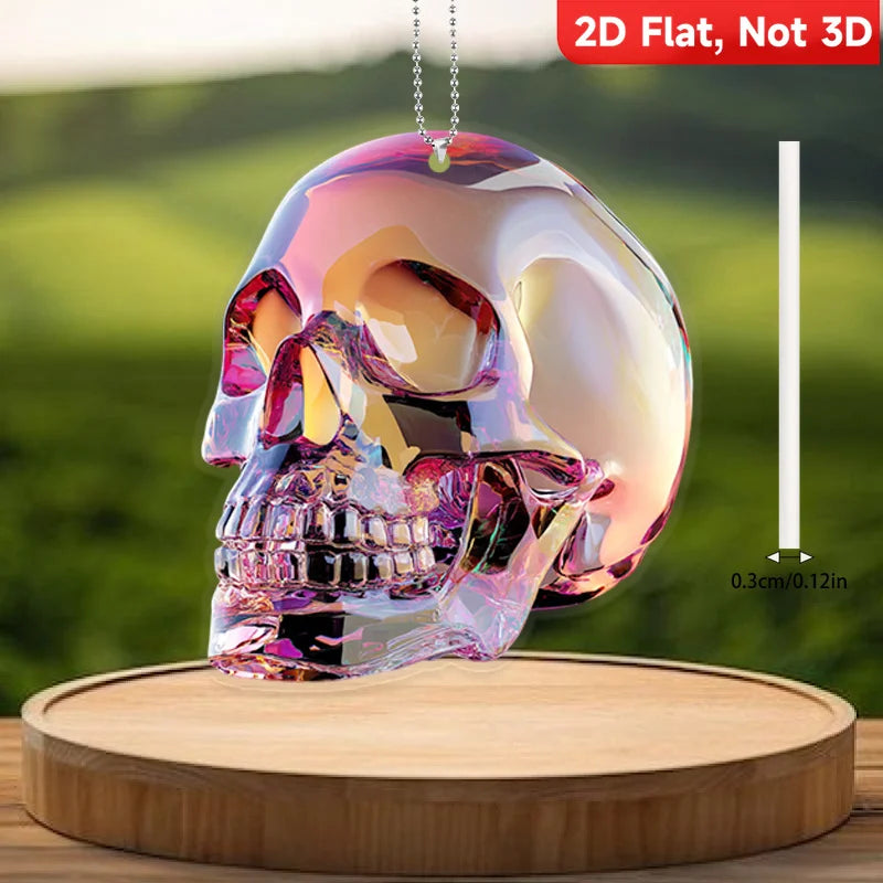 1PC Fun Pink Crystal Skull Pendant, Home Decoration Pendant, Car Rearview Mirror Pendant, Perfect Gift for Easter, Christmas