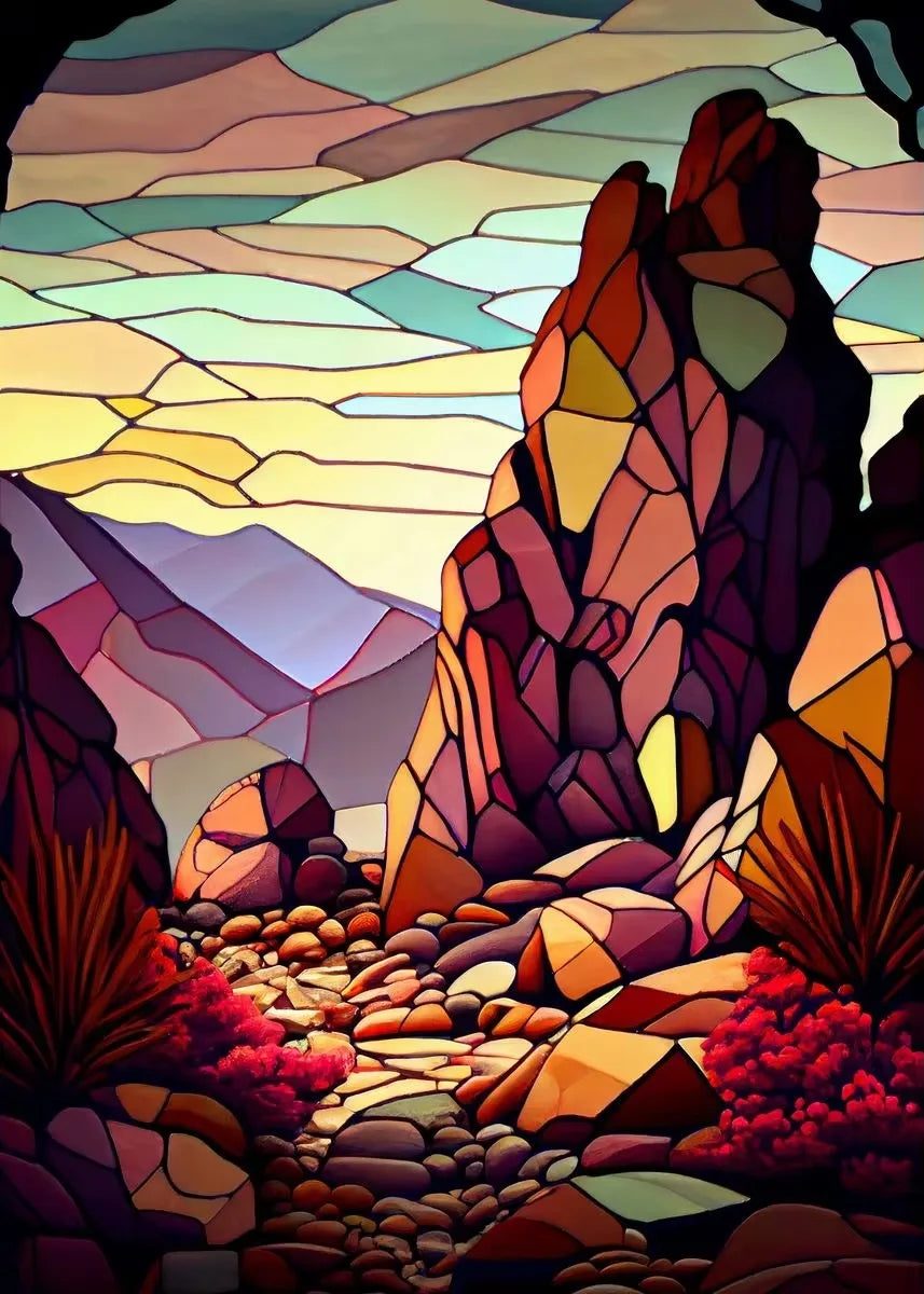 Modern Stained Glass Scenery Canvas Prints Wall Art Painting Nordic Posters Pictures Home Decor Mural For Living Room Unframed