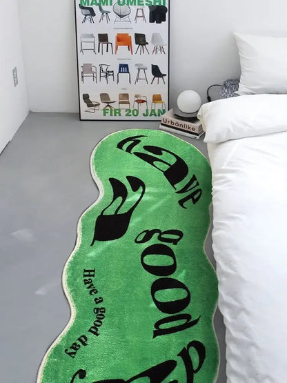 Anime Home Soft Fur Rugs “have a good day”Floor Mat Bedroom Makeover Bedside Sofa Fluffy Non-Slip Absorbent Carpet Furry Decor