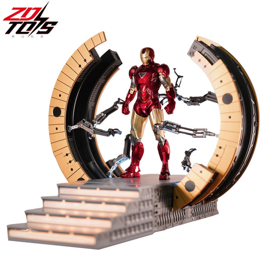 ZD Original Iron Man SUIT-UP GANTRY 1/10 Marvel Legend Demolition stand LED Light MK6 MK4 Armor Tony Stark Model Action Figure