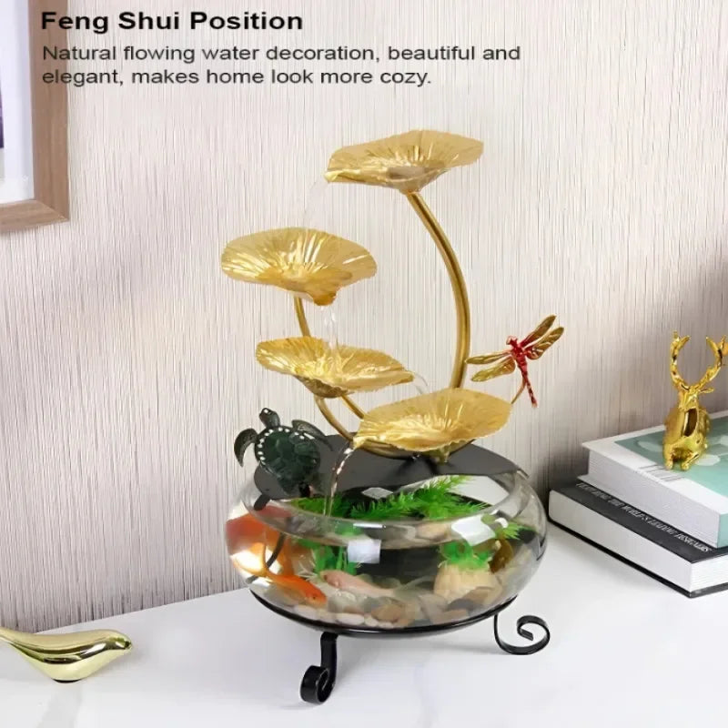 Flowing Water Ornaments Ornaments Circulating Water Glass Living Room Study Porch Decor Flowing Water Lucky Fish Tank Humidifier