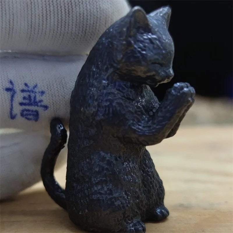 Miniature Cat Pure Coppe Figurine Animal Model Art Decoration Accessories Tabletop Interior Craft Objects Home Ornament Figure