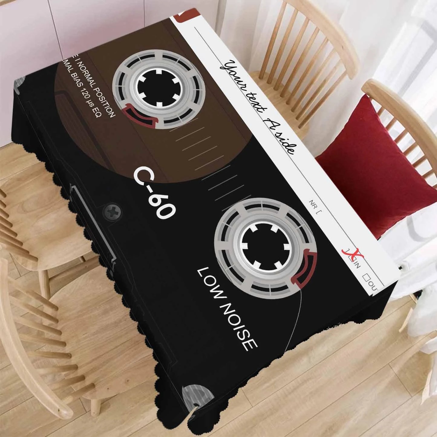 Retro Audio Cassette Rectangle Tablecloth Home Party Decor Tape Kitchen Dining Waterproof Table Cloth Picnic Camping Table Decor