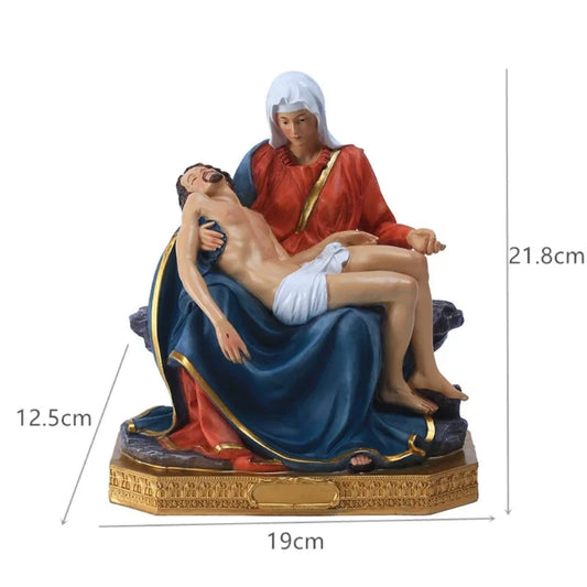 1Pc 8"  Mother Madonna with Jesus Christ After Crucifixion Resin Statue Figurines Ornament Church Gift Home Decoration