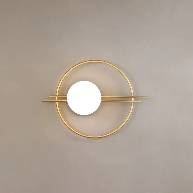 Modern led Wall Lamp Gold/Black Round Wall Light Creative Background Wall Lamps Bedroom Bedside Living Room LED Wall Sconce Lamp