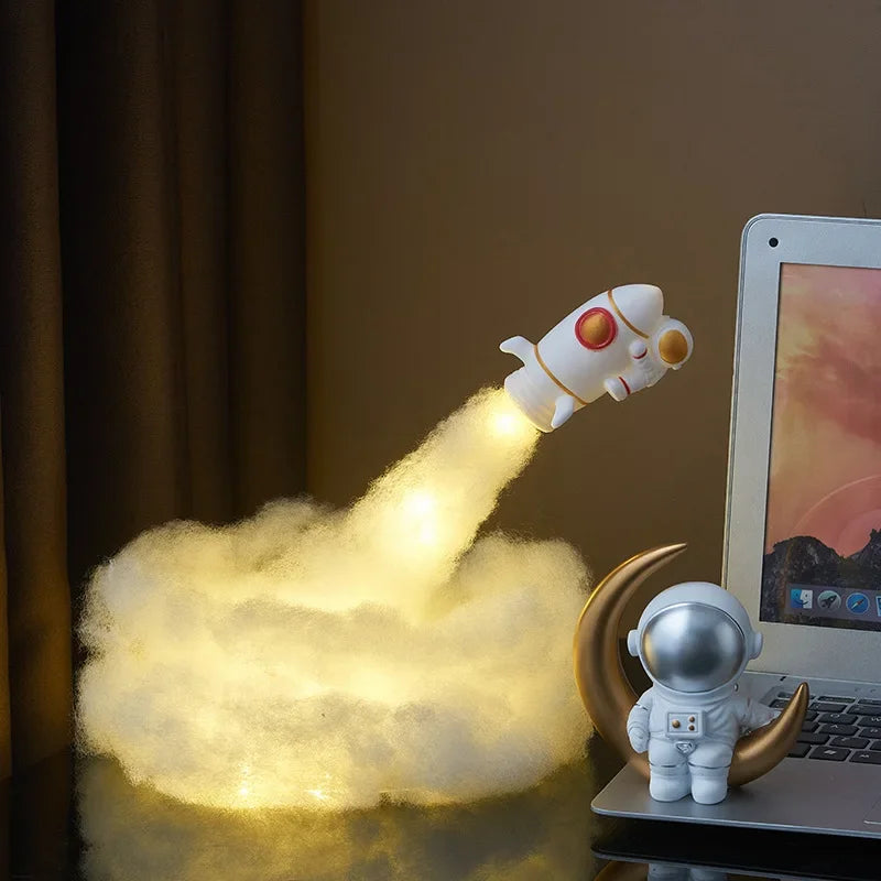 Astronaut Rocket Light DIY Handmade Nightlight Tabletop Decor Ambience Birthday Gift Bedroom Room Figurines Decoration Crafts