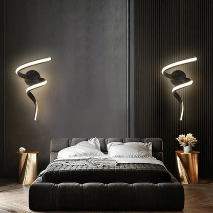 LED Wall Lamp Nordic Spiral Sconce Light For Stairs Bedroom Bedside Study Hallway Background Indoor Decor Wall Lighting Fixtures