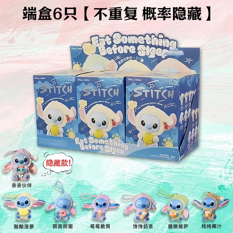 Copy Disney Stitch Eat Something Before Sleep Series Vinyl Blind Box Kawaii Stitch Figure Blind Box Desk Decor Ornament Gift