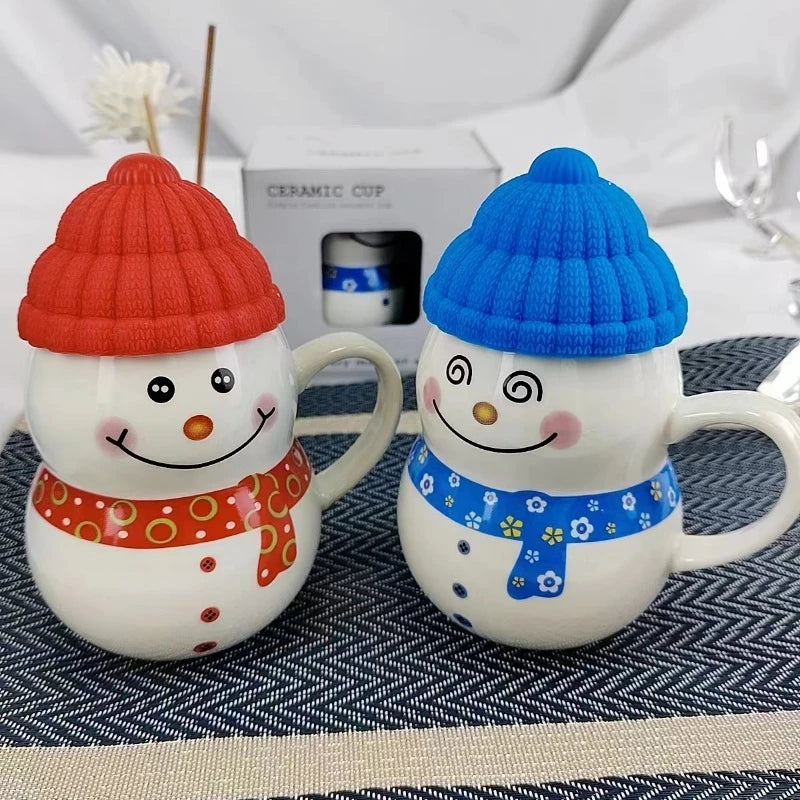 300ML Snowman Mug Creative Large Capacity Ceramic Cup Coffee Cups Lovely Men and Women Birthday Christmas Gift Breakfast Cup