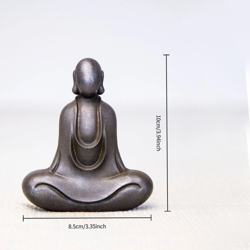 Chinese Buddha Statue Ornaments Zen Ornament Studydecoration Tea Pet Imitation Cast Iron Handmade Home Modern Art Figurine Decor