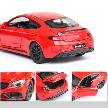 1:32 Alloy C63S GT63S Cars Models Diecast Toys Doors Opened Miniature Vehicles Rubber Tires Light Music Car Boys Xmas Gifts
