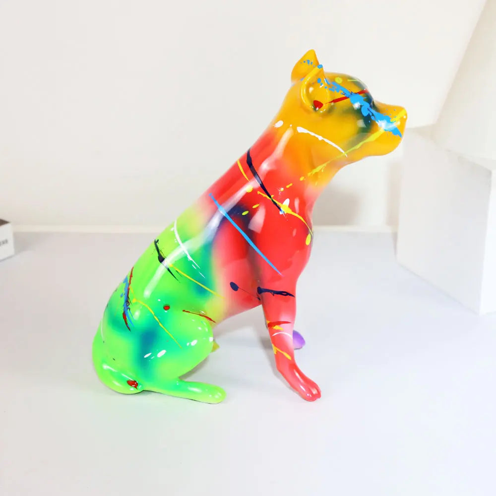 Creative Modern Art Fluorescence Spray Color Stamford Statue Home Decoration Wine Cabinet Pet Dog Desktop Home Furnishing Decor