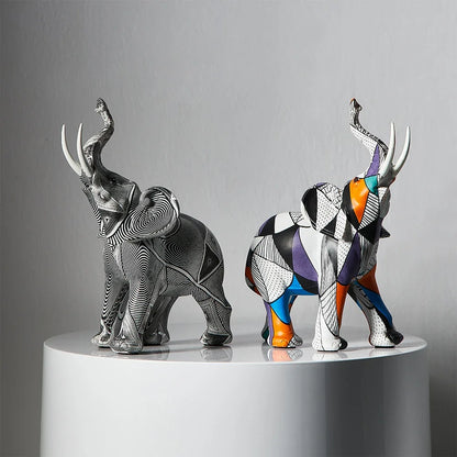 Resin Dazzle Elephant Vivid Figurines Creative Home Office Living Room Ornaments Visual Enjoyments Home Decor Gifts for Friends