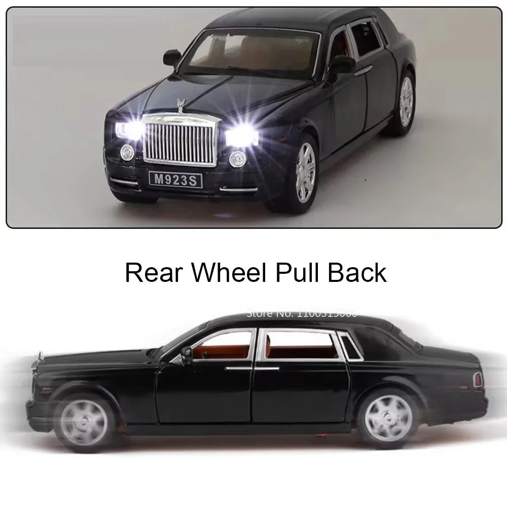 1:24 Rolls Royce Phantom Cullinan Mansory Cars Toys Miniature Models Light Music Pull Back 6 Doors Opened Vehicles Kids Gifts