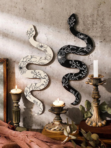 Cute Snake Room Wall Decor Boho Witchy Wooden Snake Wall Hanging Wall Art for Apartment Bedroom Living Room Christmas Decoration