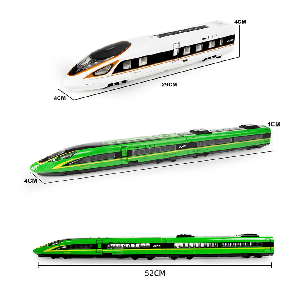 1:87 Alloy Diecast FUXING High Speed Railway Toy Models Car with Light Music High Iron Door Opened Vehicle Kids Educational Toys