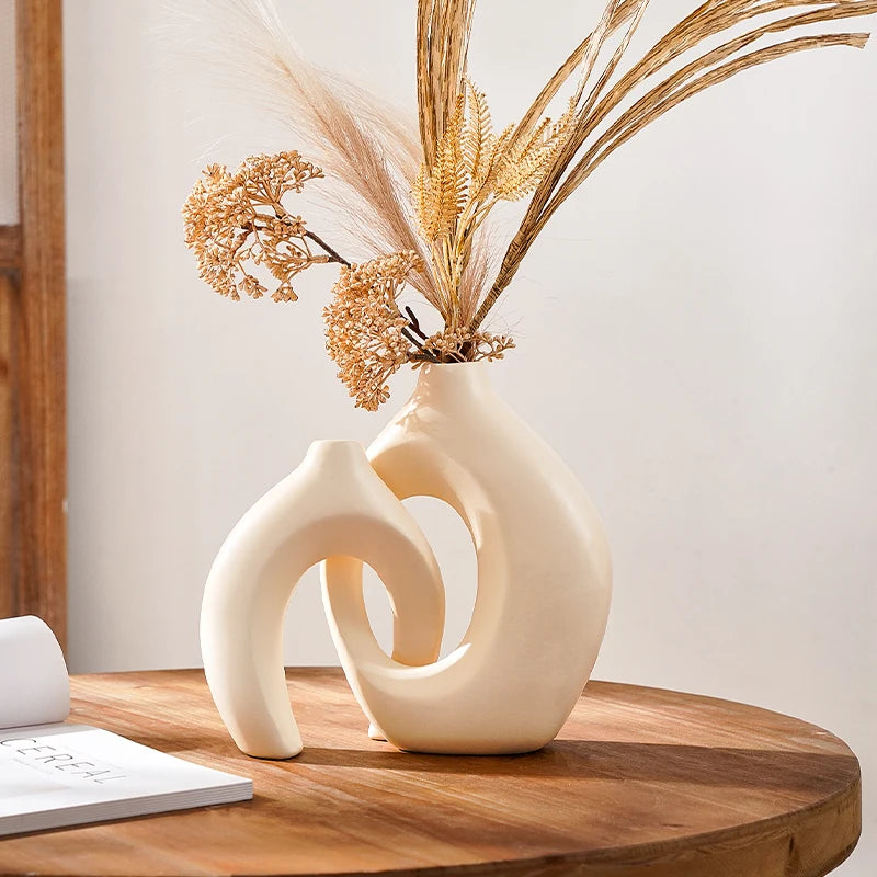 2PCS Set Creative Couple Series Home Decoration Vase, Large Medium Combination Indoor Table Ornaments for Interior Decoration