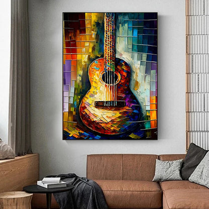Affiche en toile HD colorée avec guitare musicale, Art mural abstrait scandinave, décoration de maison, chambre à coucher, salon