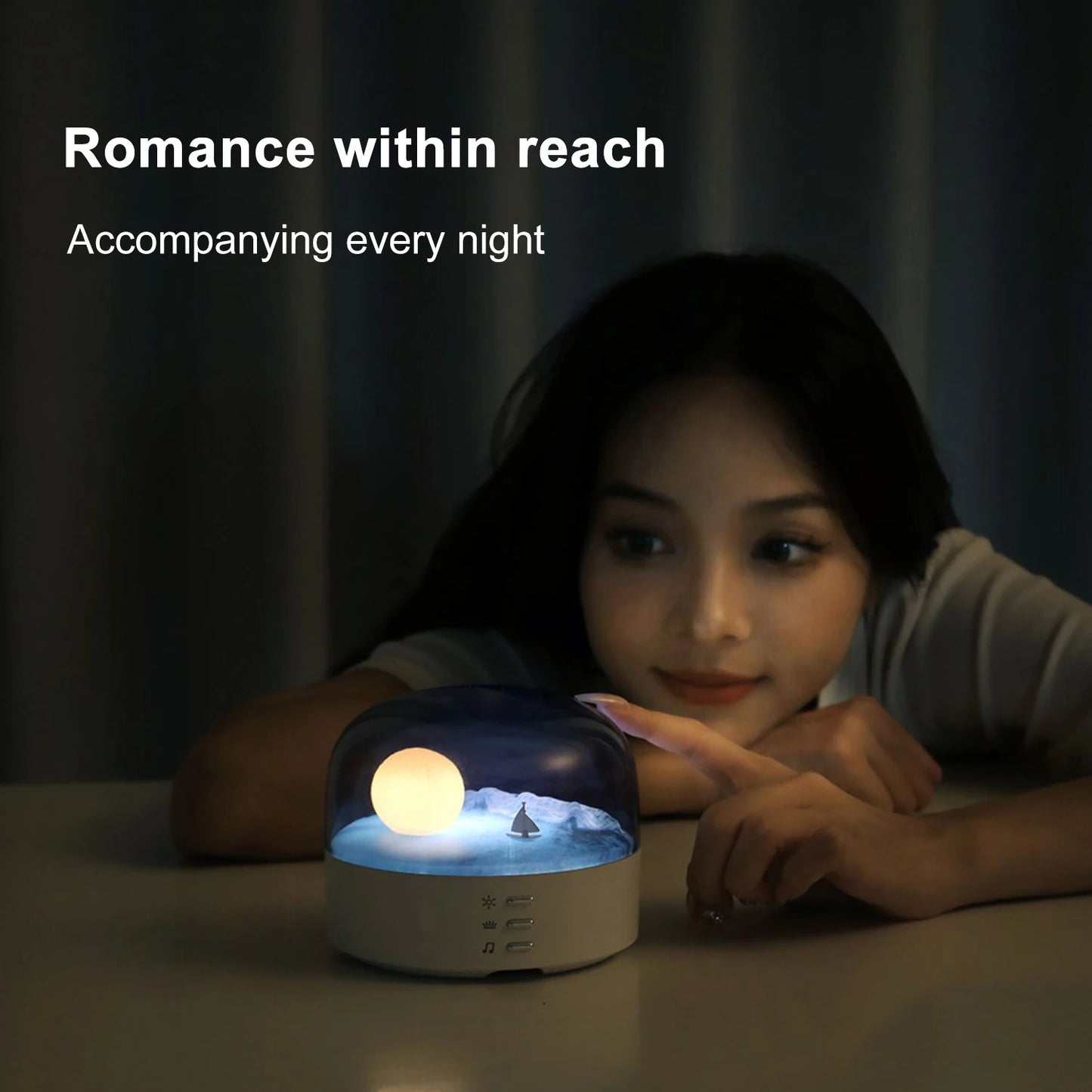 Moon LED Atmosphere Night Light Speaker Bluetooth Rechargeable Dimming Wave Table Lamp Kid Christmas Birthday Gift Bedroom Decor