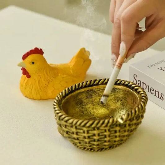 New Novelty Countryside Gaga Chicken Ashtray Home Living Room Office Desktop Decoration Interesting Ornament Gift for Friends