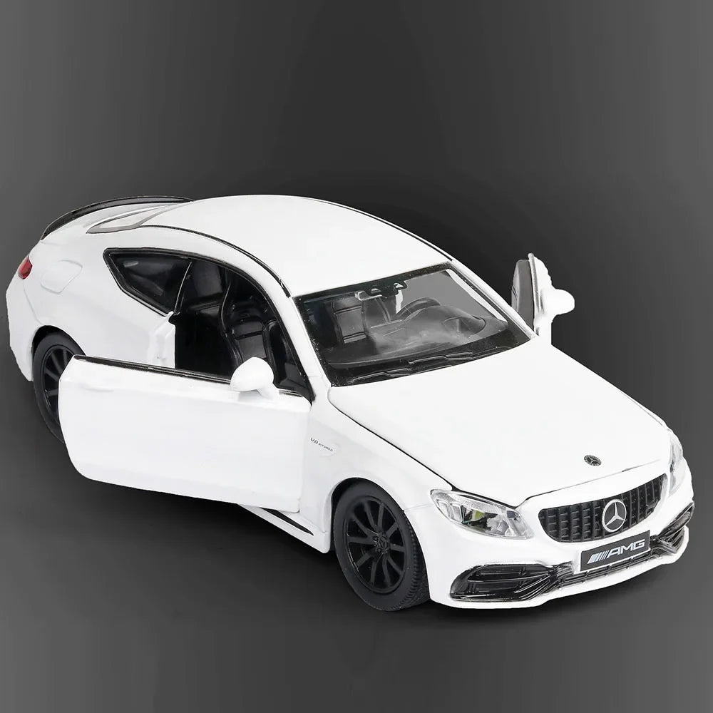 1:32 Alloy C63S GT63S Cars Models Diecast Toys Doors Opened Miniature Vehicles Rubber Tires Light Music Car Boys Xmas Gifts