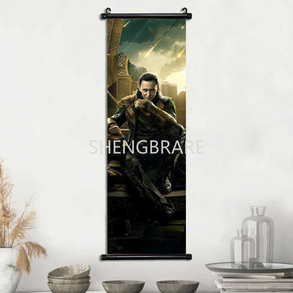 Marvel The Avengers Movie Loki Hanging Scroll Poster Artwork Home Decoration Decor Avengers Wallpaper Canvas Painting Print Gift