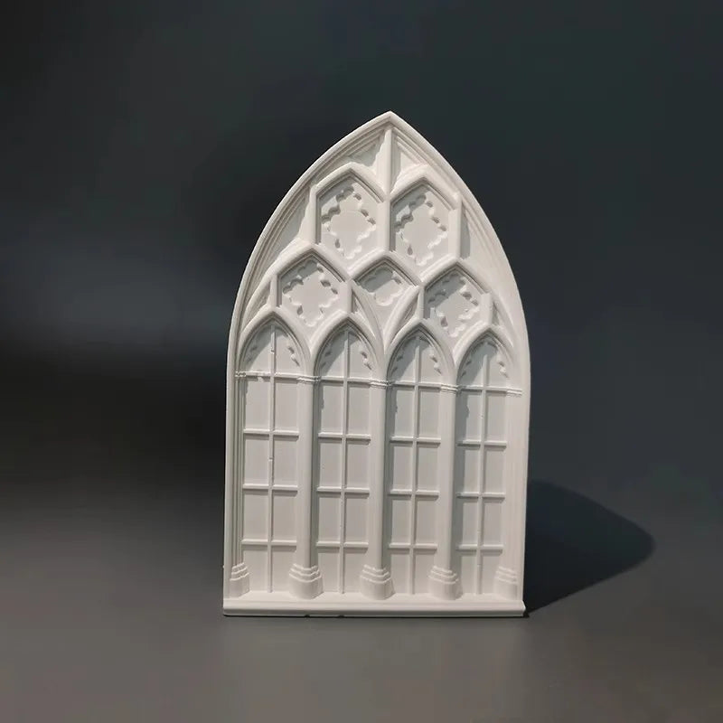 Gothic Church Window Plaster Relief Sculpture Nordic Desktop Art Aesthetic Room Decor Bookshelf Ornament Studio Photography Prop