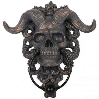 Skeleton Head Door Knocker Decor Resin Goat-headed Figure Hanger Resin Punk Satan Skull Sheep Head Statue Wall Pendant Crafts