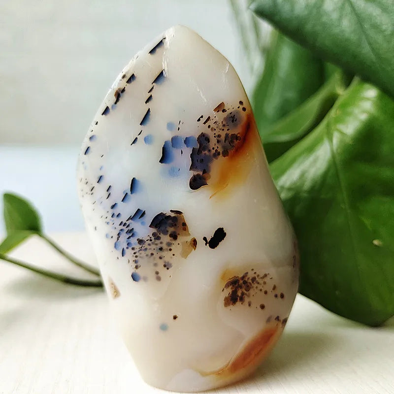 Natural Stone Moss Agate Ice Cream Flame Shaped Witchcraft Spiritual Meditation Energy Stone Home Feng Shui Crystal Ornaments