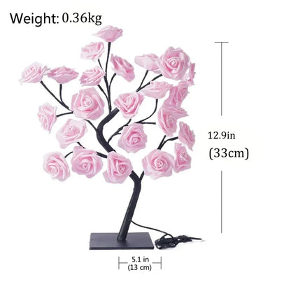 Table Lamp Flower Tree 24 Heads Rose Lamps Fairy Desk Night Lights USB Operated Gifts for Wedding Valentine Christmas Decoration