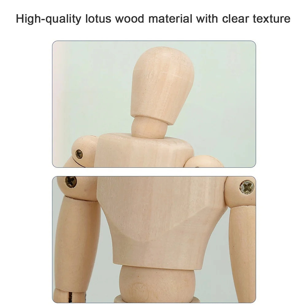 Wooden Hand Figurines Rotatable Joint Mannequin Sketch Sculpting Model Jointed Doll Office Home Desktop Room Decoration Gifts