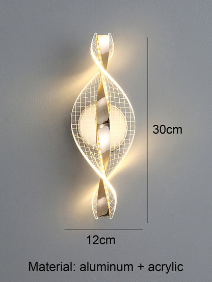 1pc/2pc modern gold/black LED acrylic wall sconce for lustre living room back wall, bedroom bedside home decor lighting.
