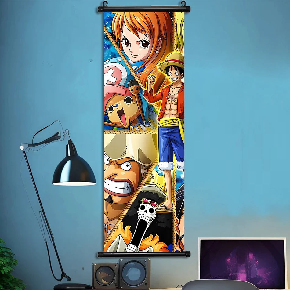 Luffy Hanging Scroll Poster ONE PIECE Anime Cartoon Wall Artwork Canvas Decor Home Decoration Zoro Wallpaper Doflamingo Art Gift