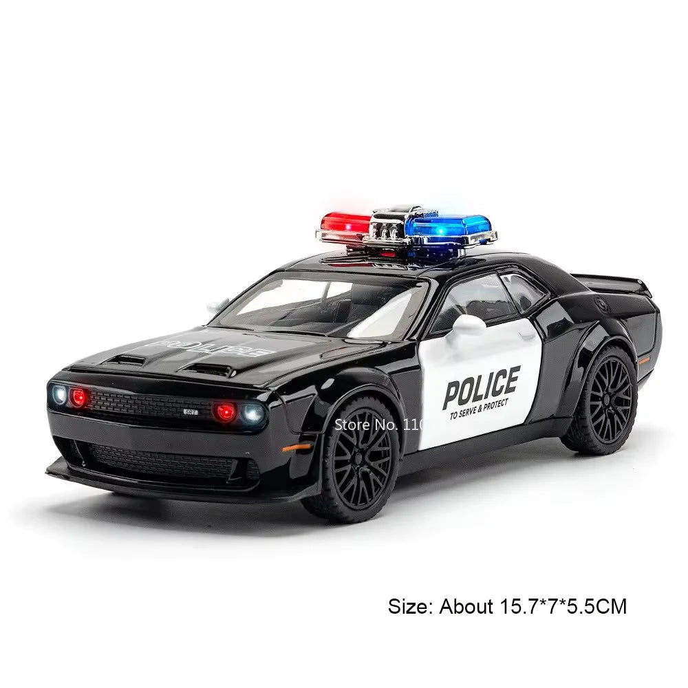 1:32 Scale Challenger SRT Demon HellCat Cars Toy Models Alloy Sports Car Light Sound Police Car Model Toy Kids Collection Gifts