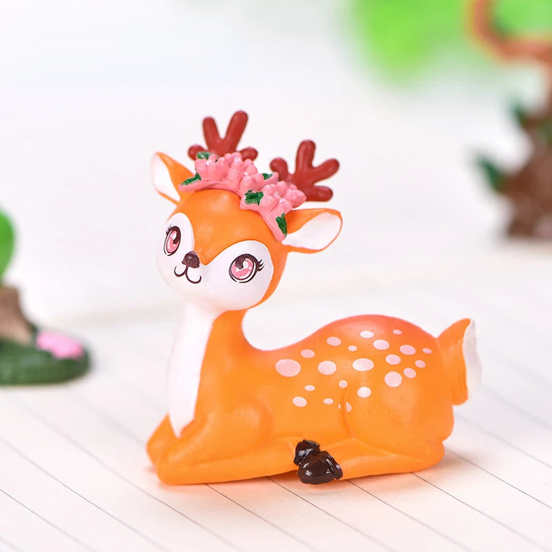 Mini cerf Sika artificiel, girafe, Animal de dessin animé, décoration de gâteau, mousse, Terrariums, jardin féerique, maison de poupée, décoration de maison