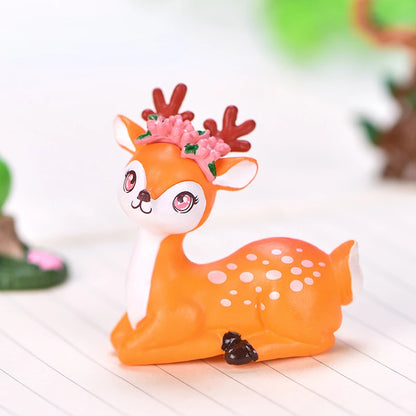 Artificial Mini Sika Deer Giraffe Cartoon Animal Figurine Baking Cake Topper Moss Terrariums Fairy Garden Dollhouse Home Decor