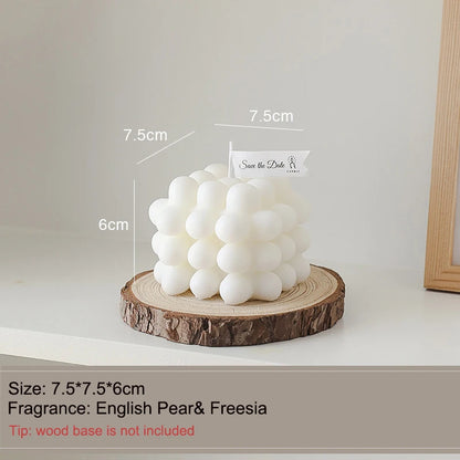 Rubik's Cube Scented Aromatic Candles Soy Wax Candles White English Pear & Freesia Aromatherapy Candle Wedding Home Decoration