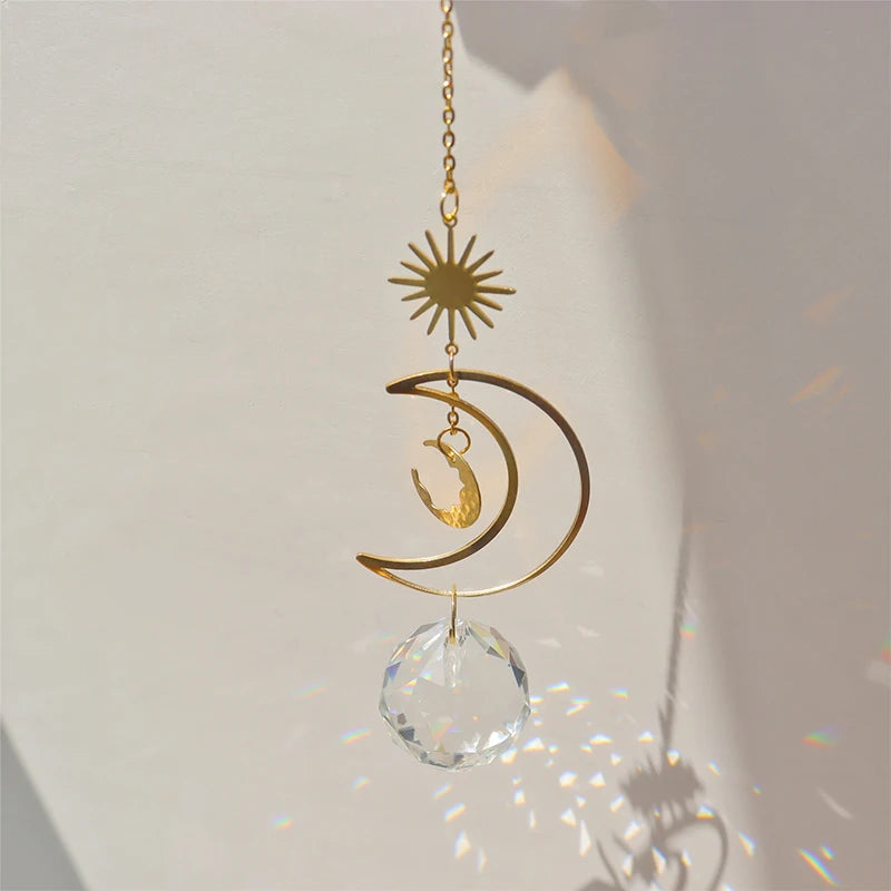 Sun Catcher Crystal Hanging Glass Prisms Suncatcher Wind Pendants Rainbow Maker Light Catcher for Home Window Garden Decorations