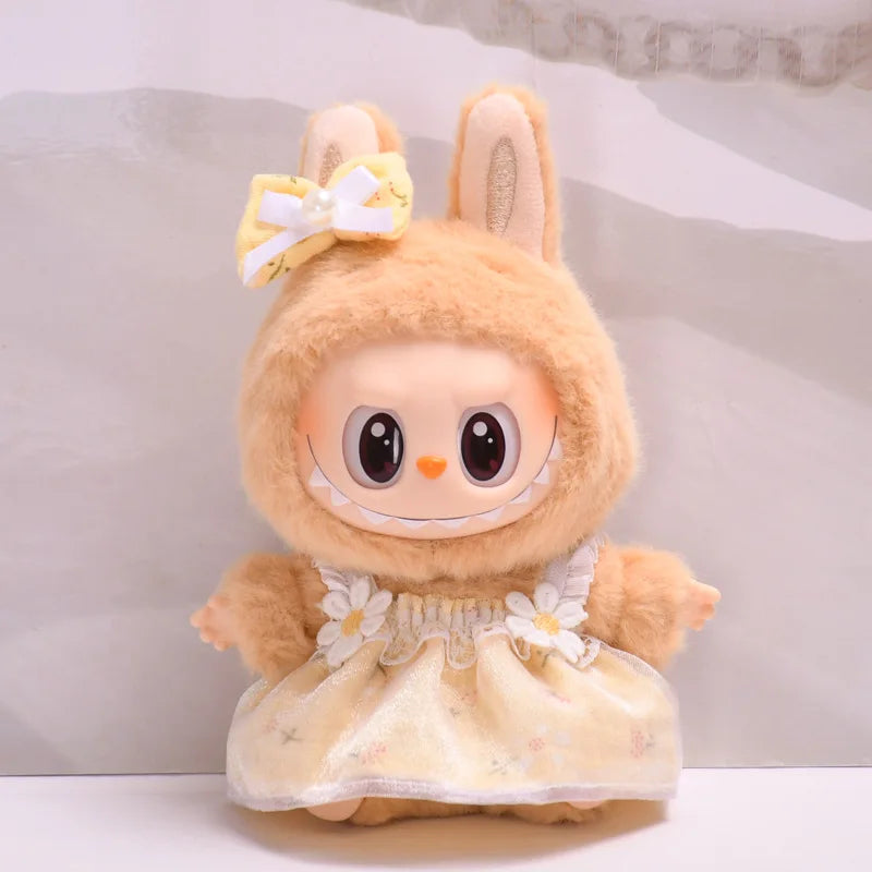 Second generation labubuBU sitting party vinyl blind box LABUBU holiday clothes cute skirt instead of baby clothes cute.
