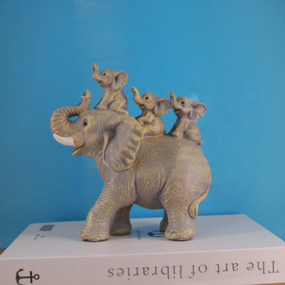 Mother Child Elephant Statue Resin Crafts Living Room Desktop Office Animals Home Feng Shui Decoration Ornaments Creative Gifts